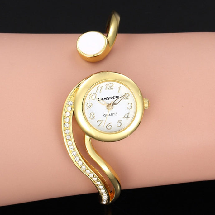 Rose Gold Silver Bangle Watch